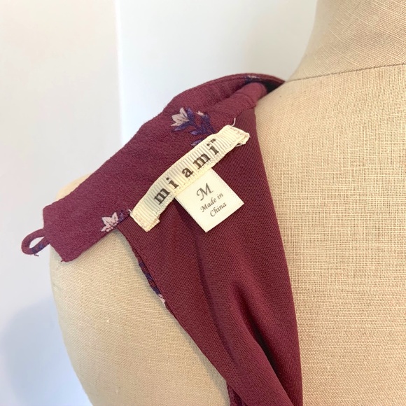 Miami High Neck Burgundy Floral Shift Dress - Picture 5 of 5